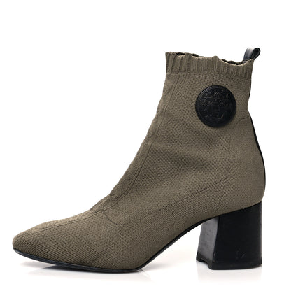 Hermes Knit Calfskin Volver 60 Ankle Boots 38 Vert Sapin 1 of 7