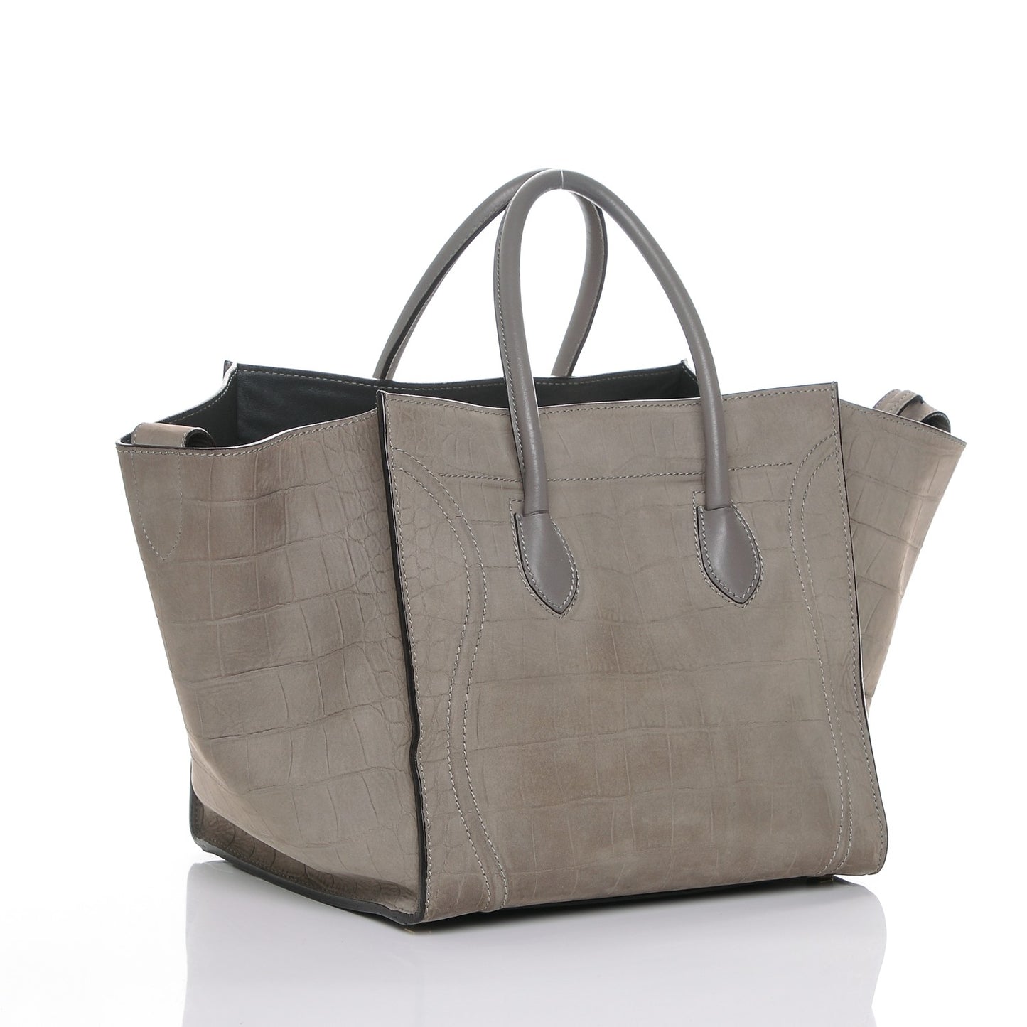 Crocodile Embossed Nubuck Medium Phantom Luggage Grey