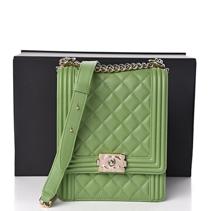 Chanel Calfskin Quilted North South Boy Flap Green 10 of 10