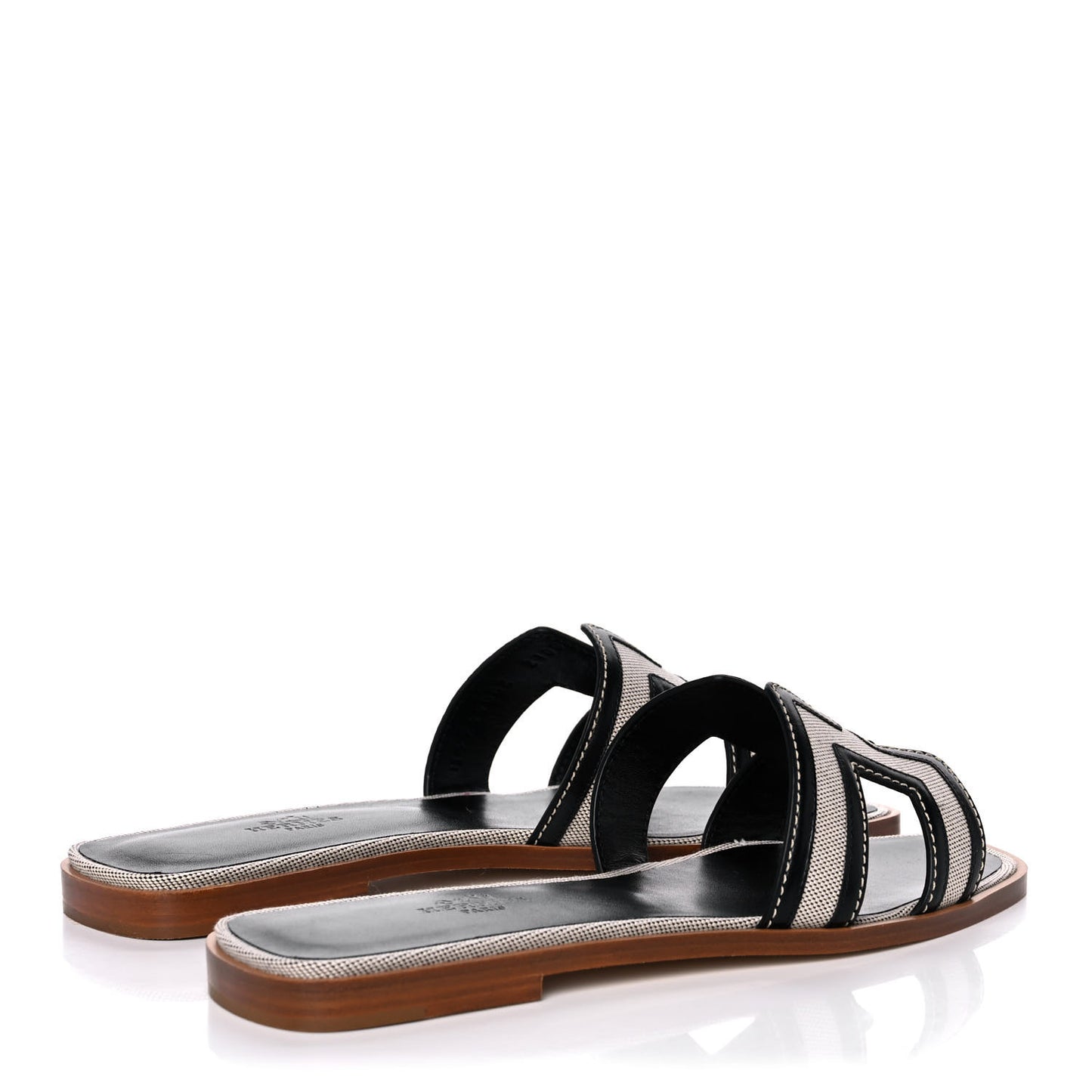 Calfskin Canvas Oran Sandals 38 Black