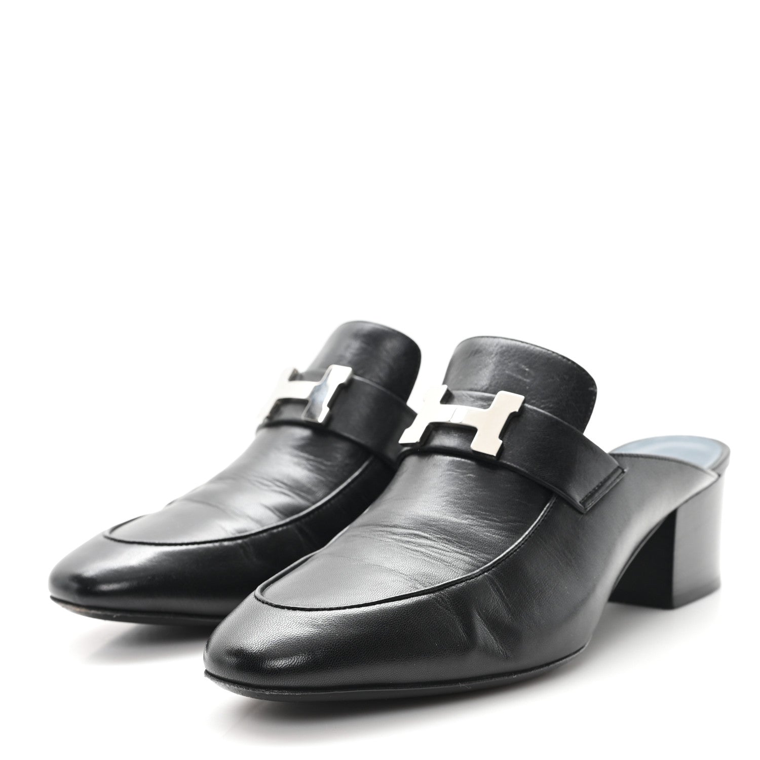 Hermes Goatskin Paradis Mules 37.5 Black 4 of 10