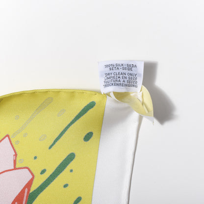 Hermes Silk Gavroche Graff Pocket Square Scarf Jaune Acide Vert 5 of 5