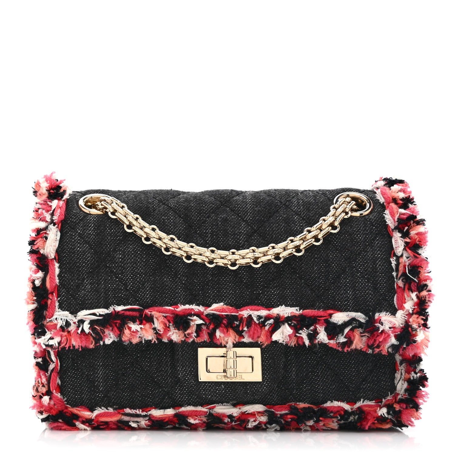 Chanel Denim Tweed 2.55 Reissue 224 Flap  Black 1 of 10