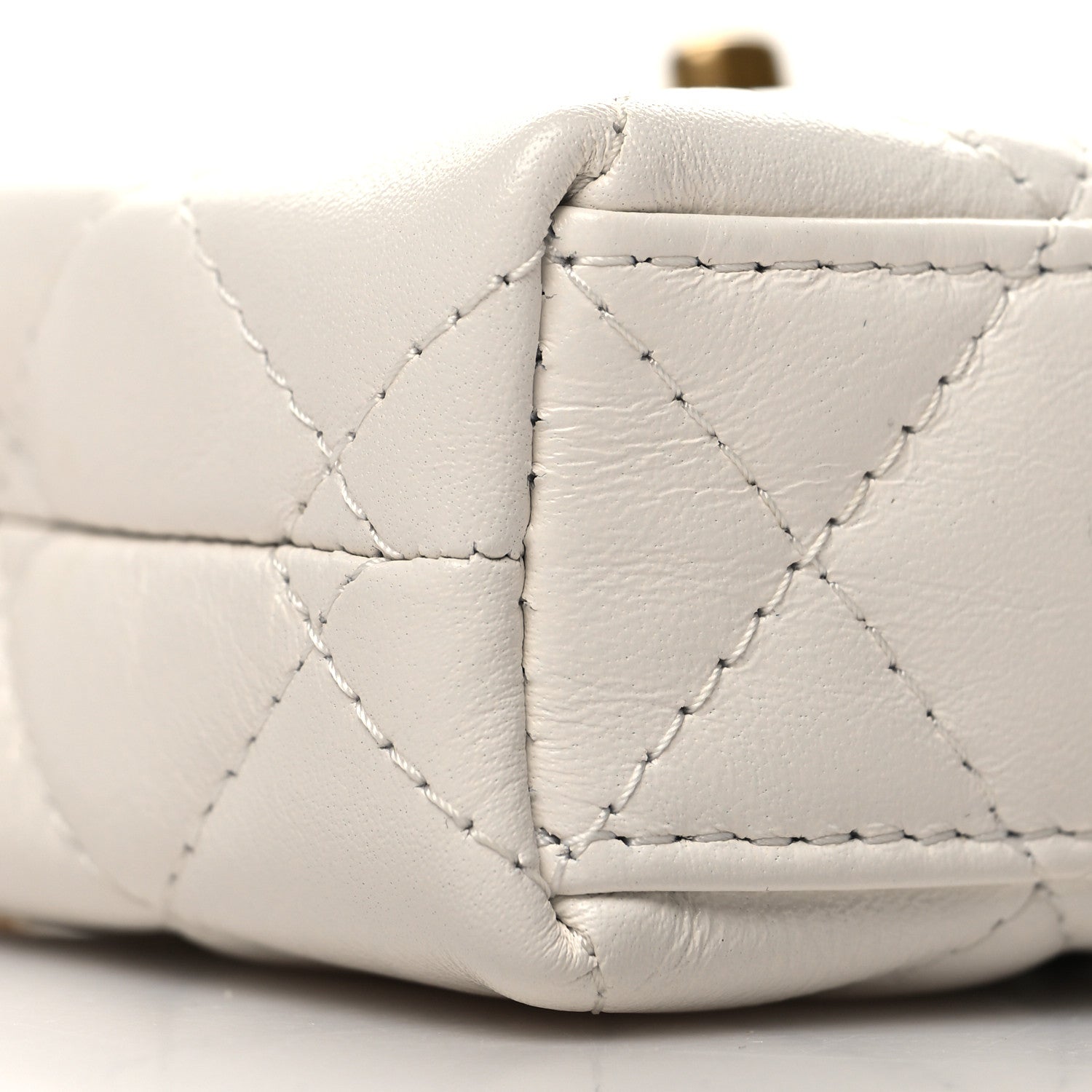 Chanel Shiny Aged Calfskin Quilted Mini Nano Kelly Shopper White 9 of 10