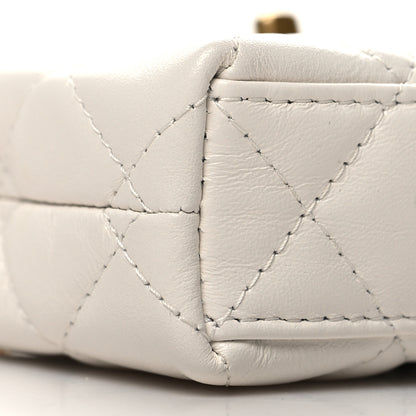 Chanel Shiny Aged Calfskin Quilted Mini Nano Kelly Shopper White 9 of 10