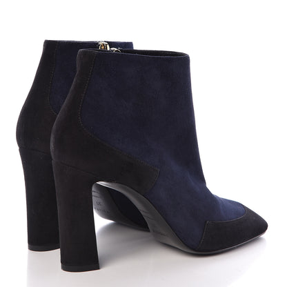 Hermes Suede Goatskin Neila Ankle Boots 37 Marine Black 4 of 13