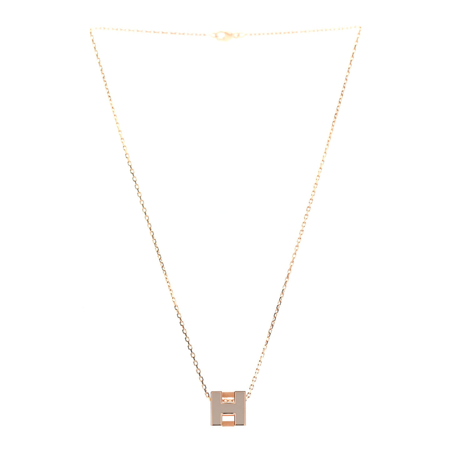 Rose Gold Lacquered Cage d'H Necklace Marron Glace
