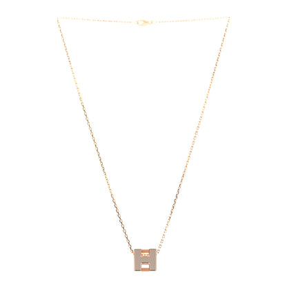 Hermes Rose Gold Lacquered Cage d'H Necklace Marron Glace 3 of 6
