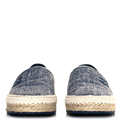 Chanel Fabric Patent Calfskin CC Espadrilles 38 Blue 2 of 9
