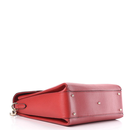 Gucci Dollar Calfskin Medium Interlocking G Top Handle Shoulder Bag Red 4 of 12