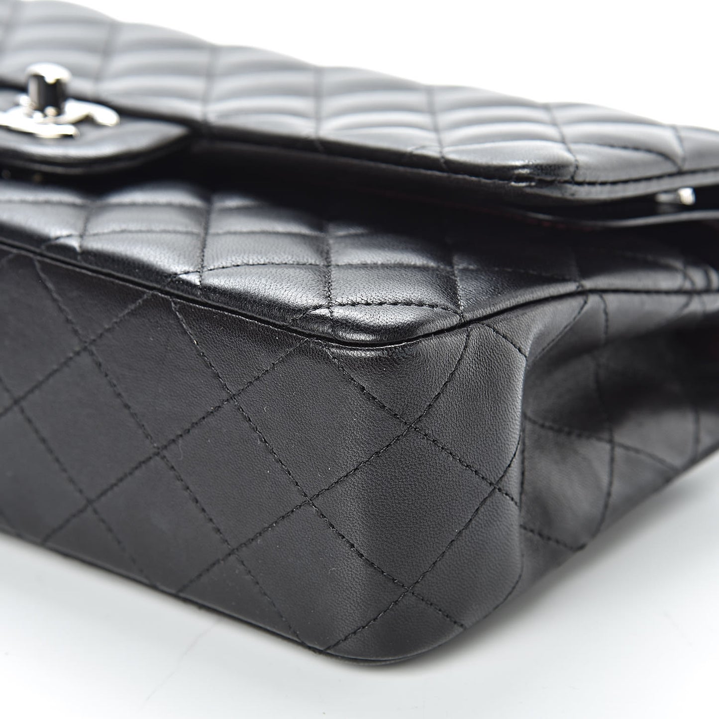 Lambskin Quilted Medium Double Flap Black