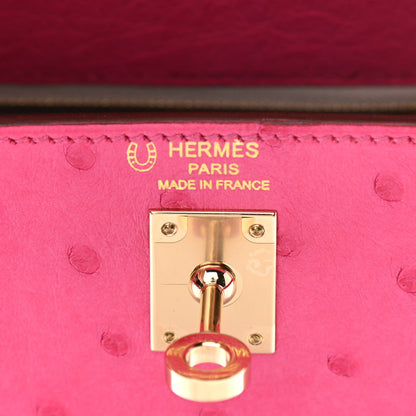 Hermes Ostrich Horseshoe Kelly Sellier 25 Rose Tyrien 6 of 11