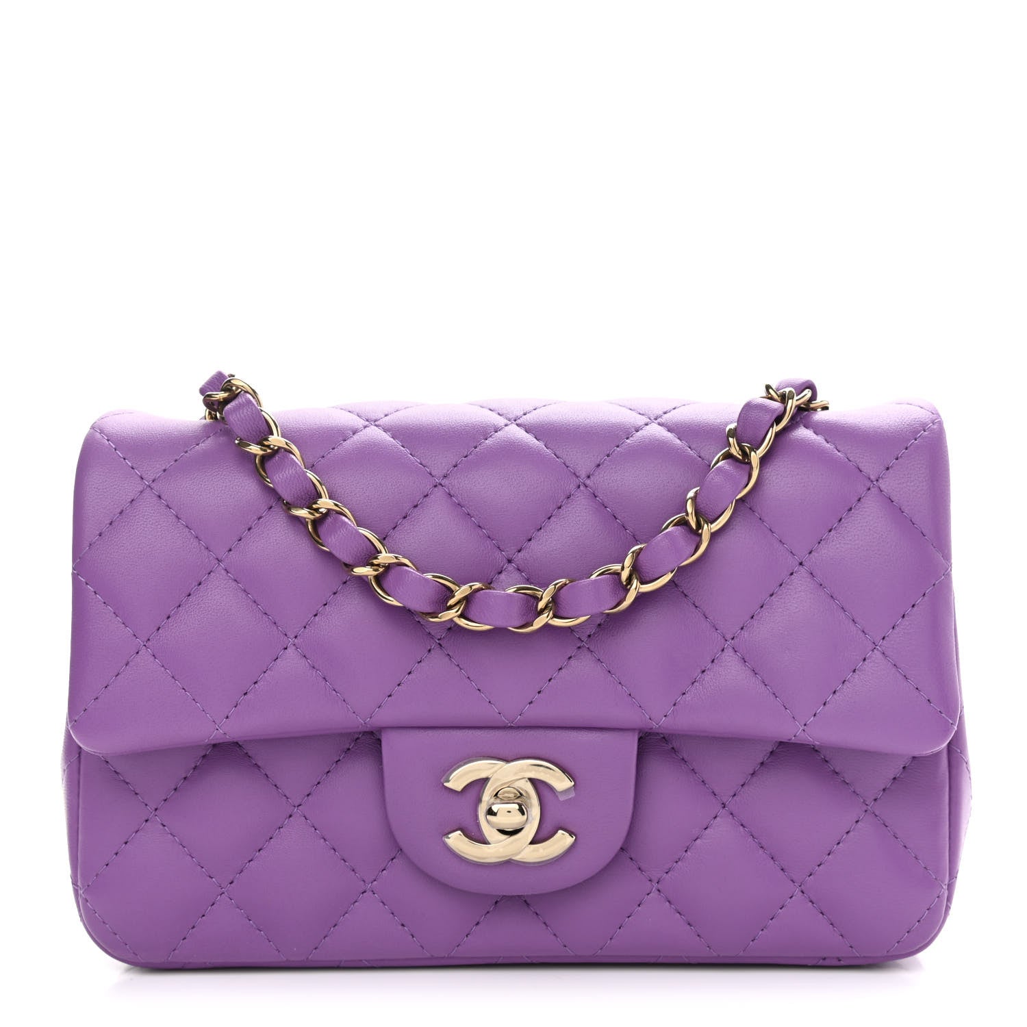 Chanel Lambskin Quilted Mini Rectangular Flap Purple 1 of 8