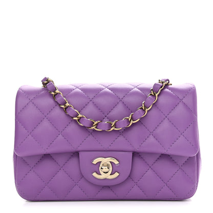 Chanel Lambskin Quilted Mini Rectangular Flap Purple 1 of 8
