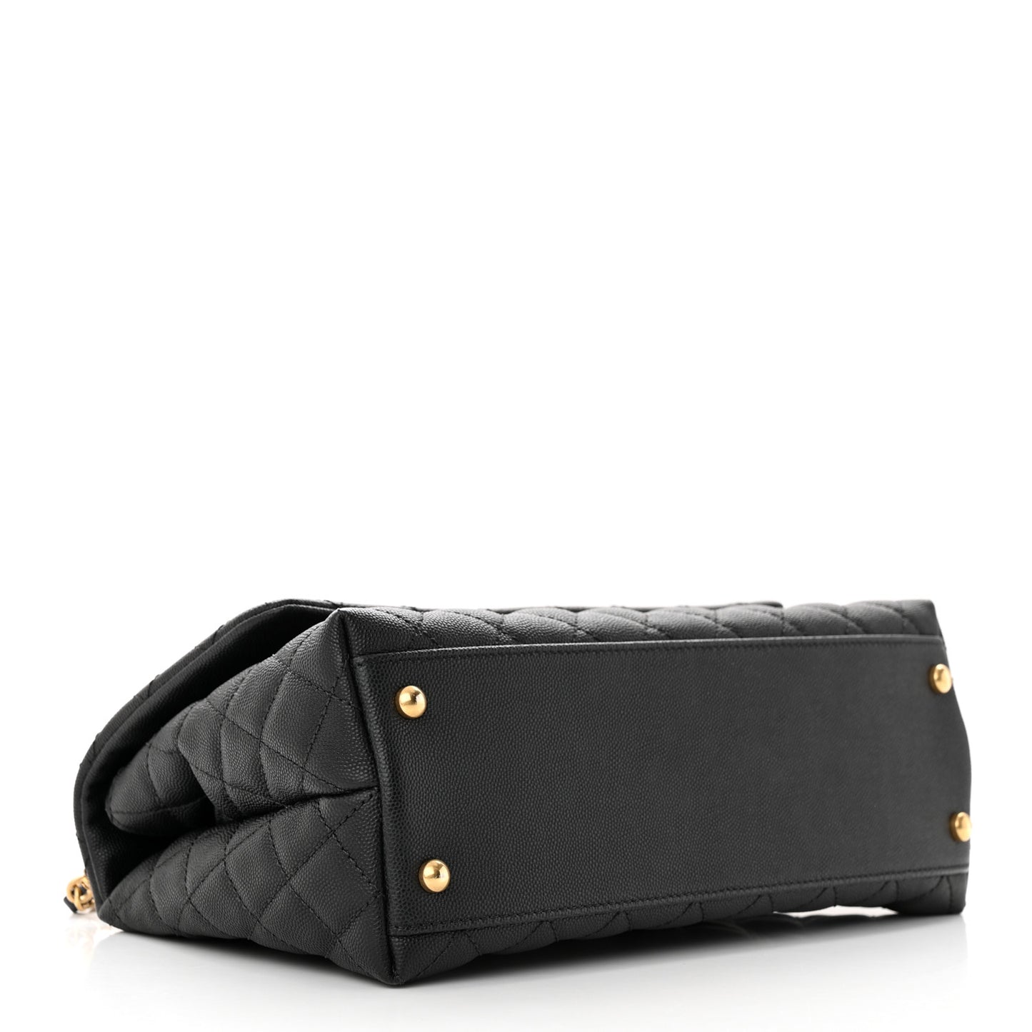 Caviar Lizard Embossed Quilted Small Coco Handle Flap Black