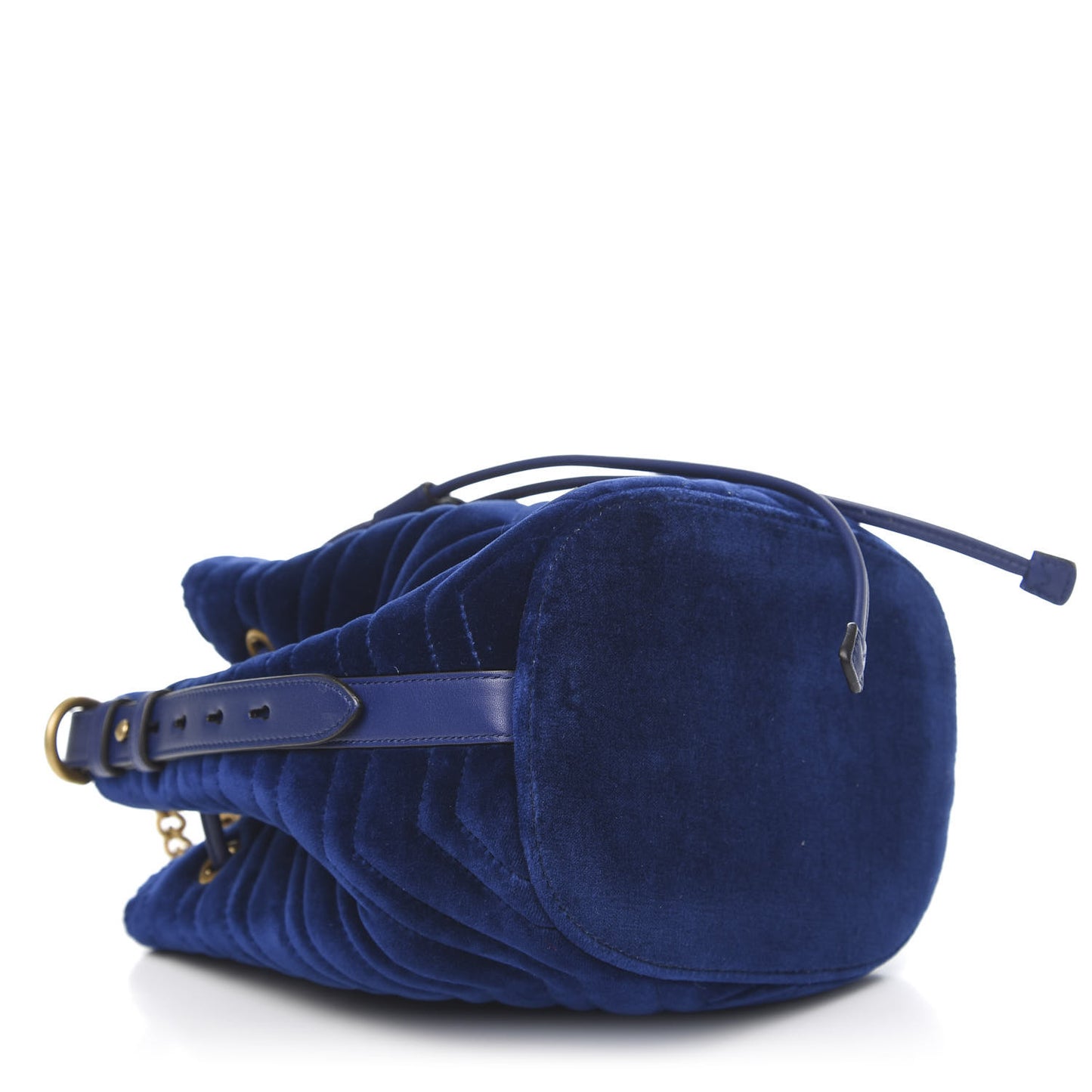 Velvet Matelasse GG Marmont Bucket Bag Cobalt Blue