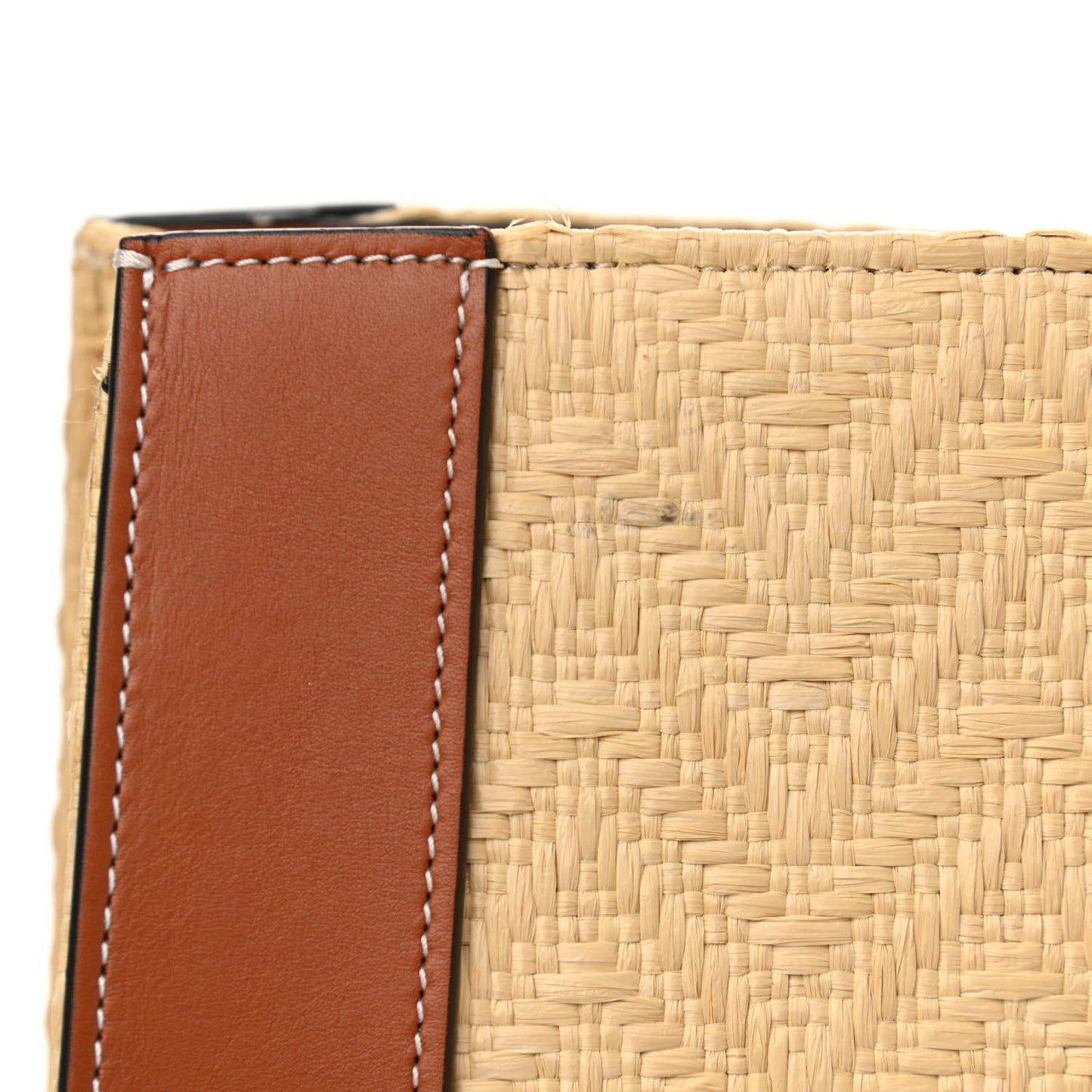 Raffia Calfskin Vlogo Shoulder Tote Naturale Saddle Brown