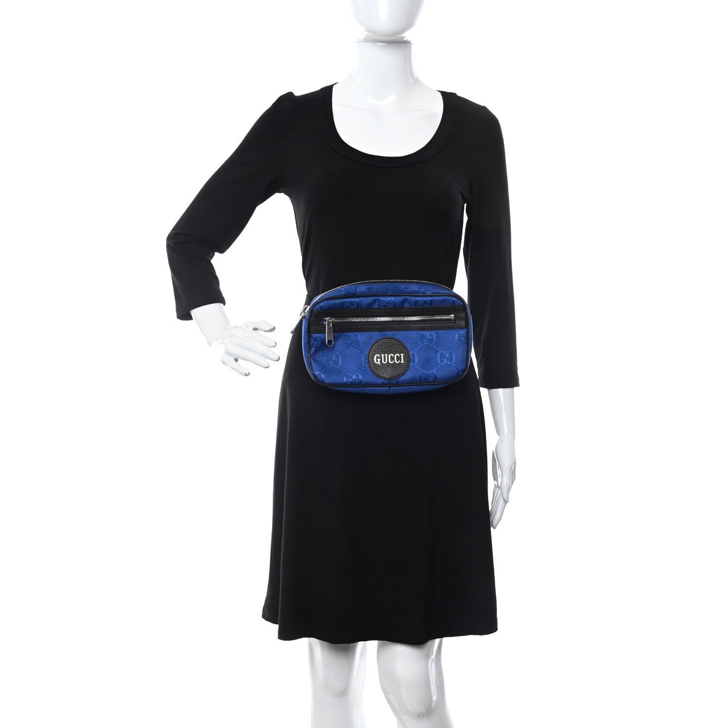 Gucci Econyl Nylon Monogram Off The Grid Belt Bag Guilted Blue Black 2 of 10