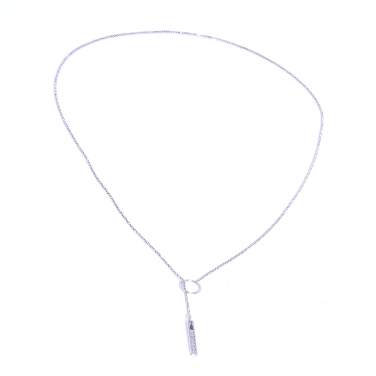 Gucci 18K White Gold 20mm Lariat Necklace 3 of 4