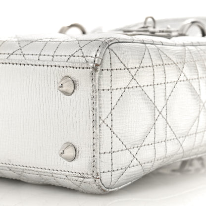 Christian Dior Metallic Grained Calfskin Cannage Small Lucky Badges My Lady Dior Silver 8 of 10