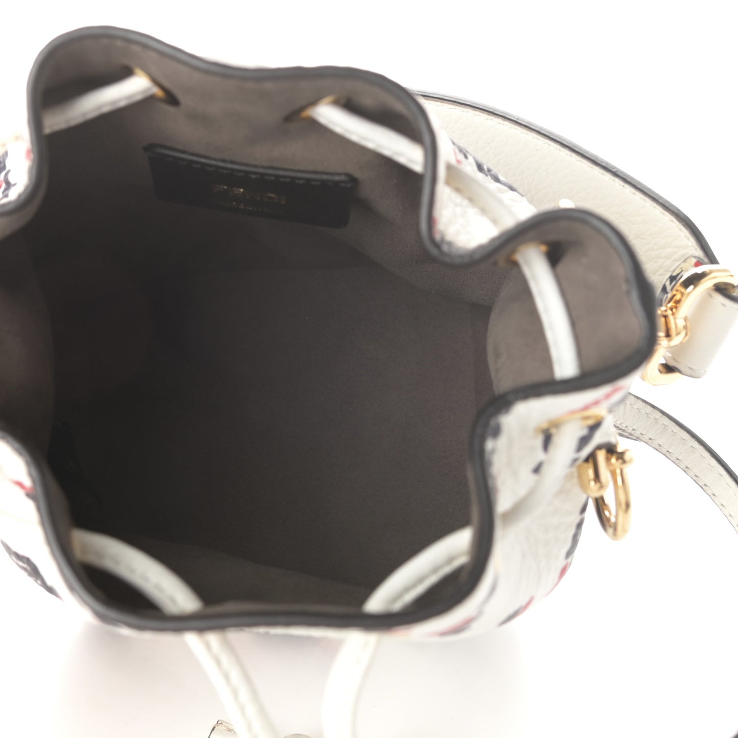 X FILA Vitello F is Fendi Mania Mini Mon Tresor Bucket Bag White