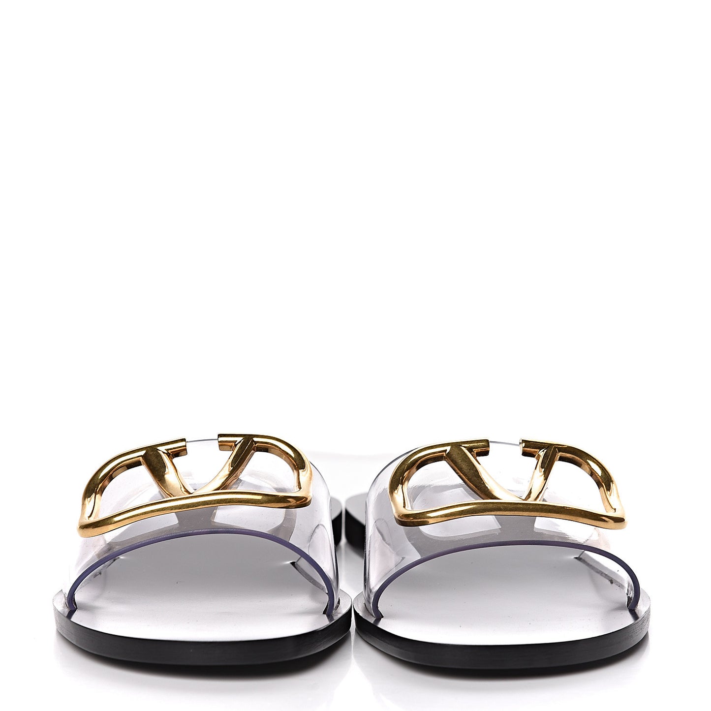 PVC Transparent Vlogo Flat Slide Sandals 37 Black