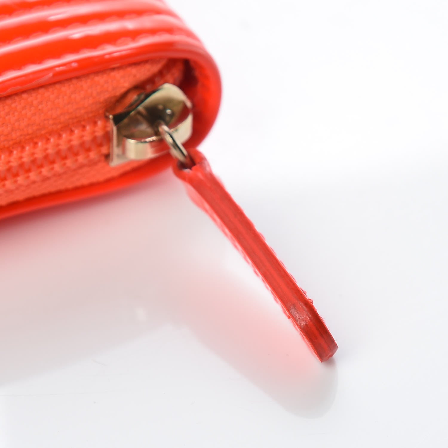 Chanel Patent Quilted Boy Zip Around Coin Purse Wallet Orange 12 of 15