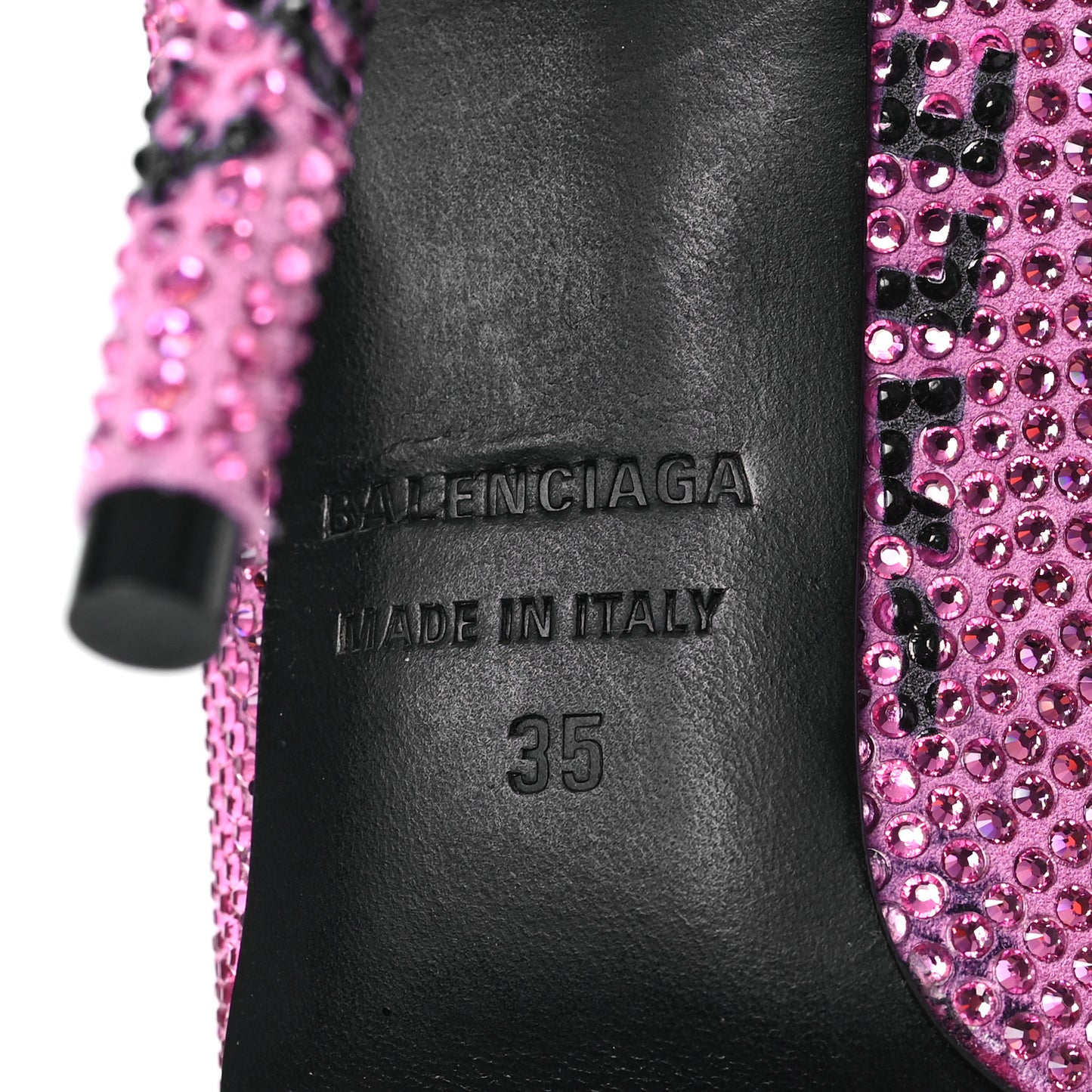 Strass Suede Allover Logo Square Knife 110mm Pumps 35 Pink Black