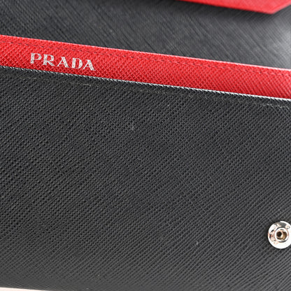 Prada Saffiano Metal Continental Flap Travel Wallet Black 8 of 8