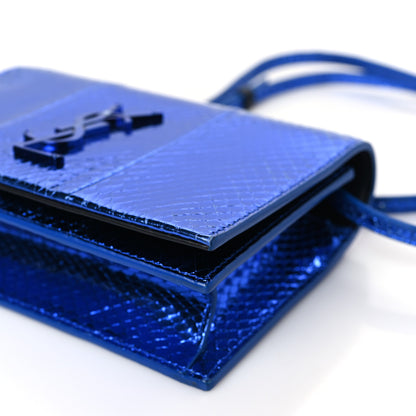 Saint Laurent Metallic Ayers Monogram Toy Kate Strap Wallet Blue Black 7 of 7