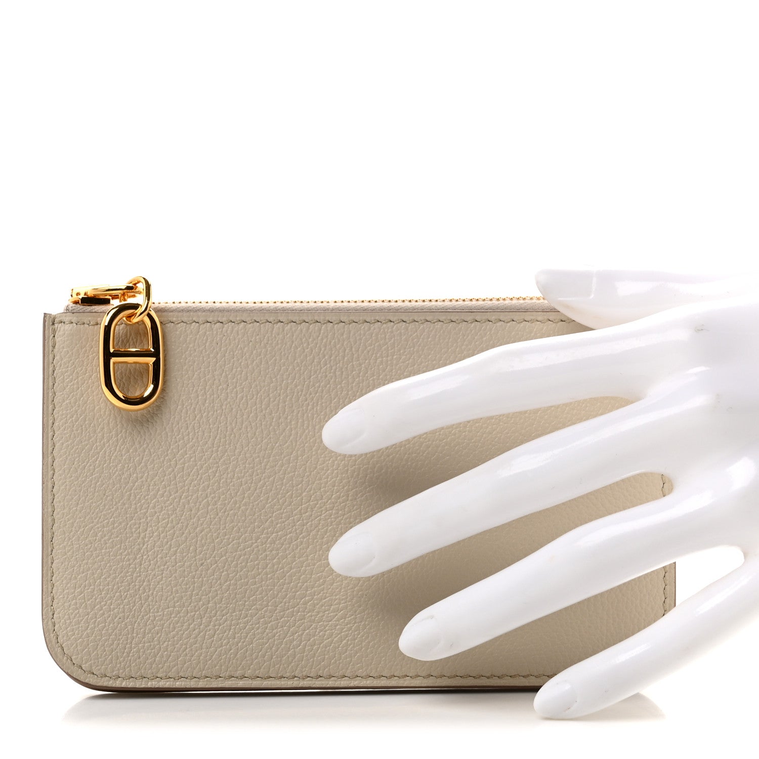 Hermes Evercolor Zipengo Chain D'Ancre Card Holder Craie 2 of 7