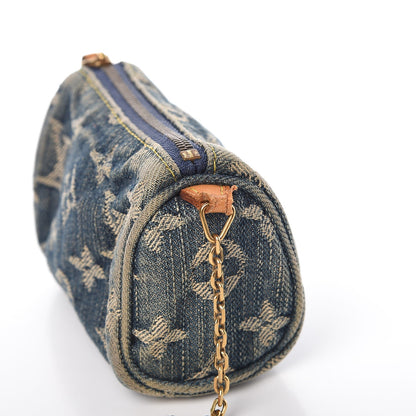 Louis Vuitton Monogram Denim Pochette Speedy PM Key Holder Blue 7 of 7