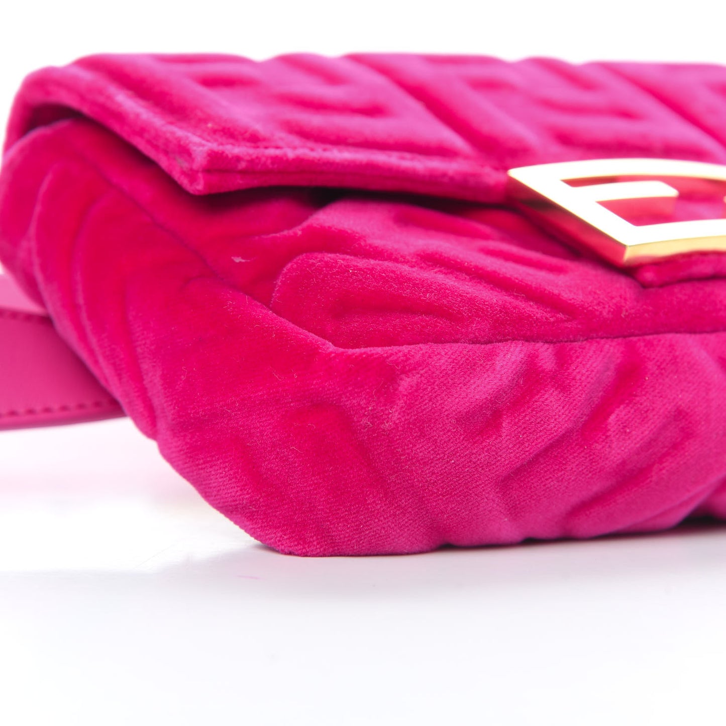 Velvet FF Embossed Hip Belt Baguette Bag Fuxia