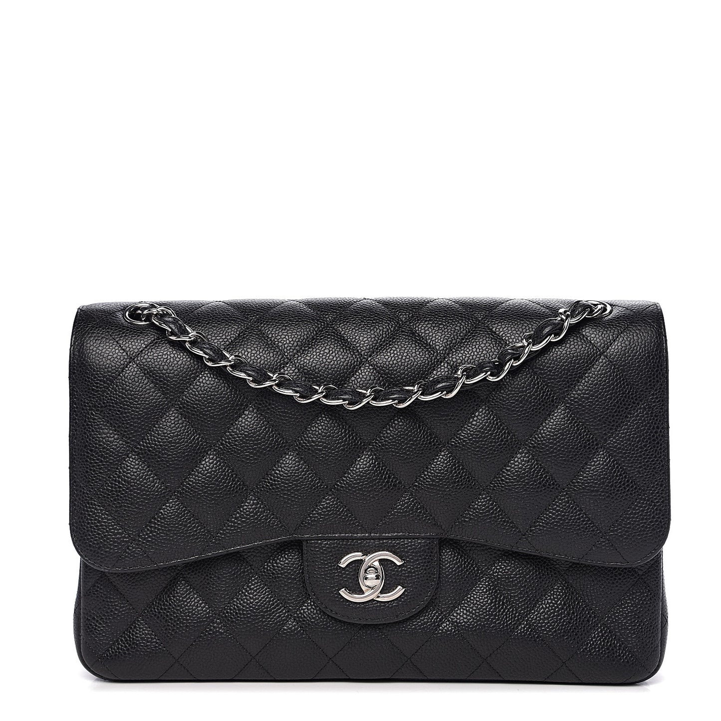 Caviar Quilted Jumbo Double Flap Black
