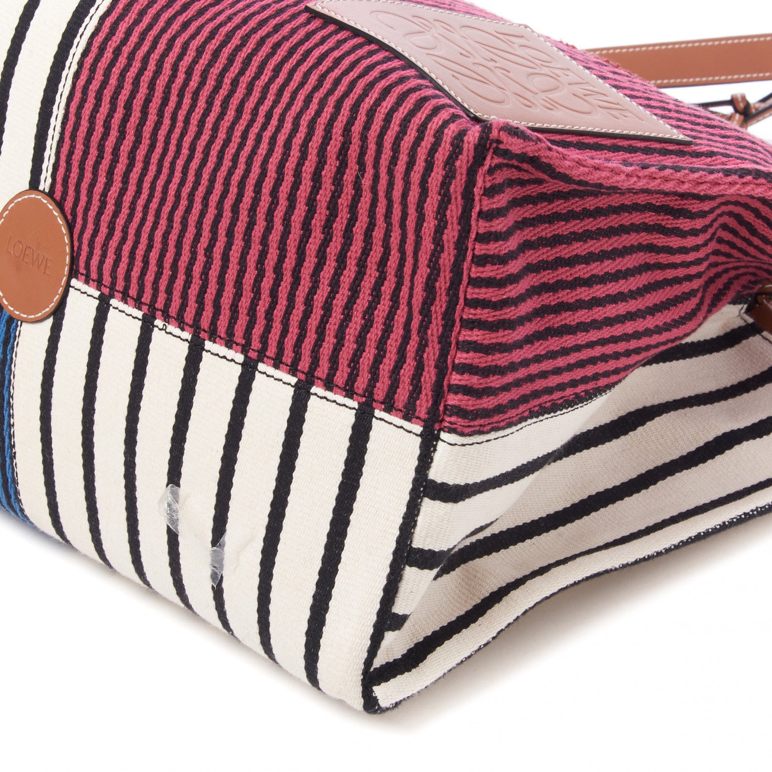 Loewe Canvas Calfskin Print Paulas Ibiza Stripes Cushion Tote Red White 4 of 9