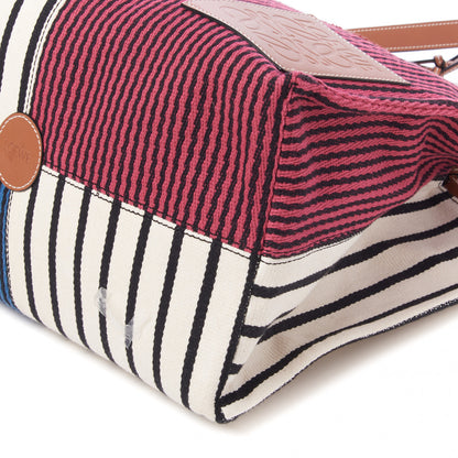 Loewe Canvas Calfskin Print Paulas Ibiza Stripes Cushion Tote Red White 4 of 9