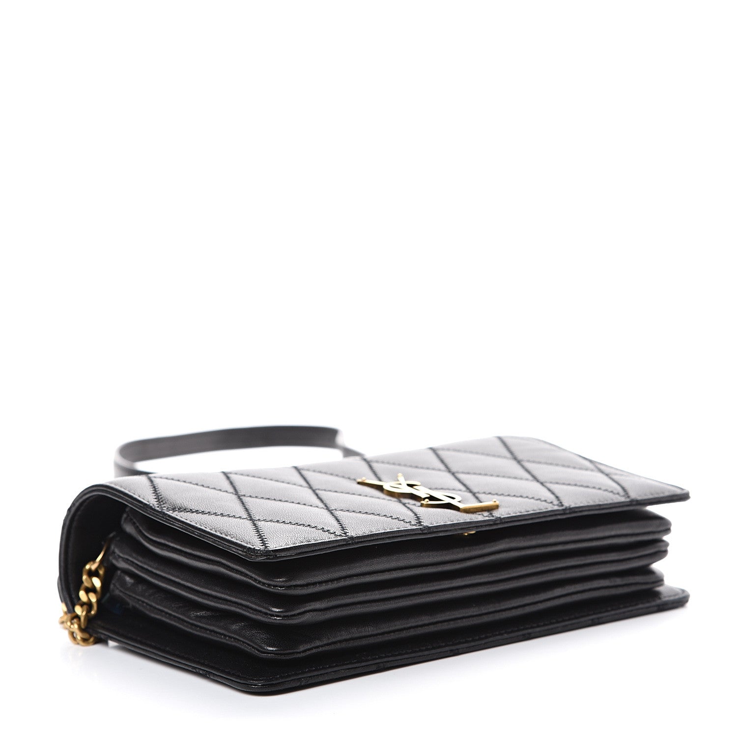 Saint Laurent Lambskin Diamond Quilted Monogram Angie Chain Bag Black 3 of 17