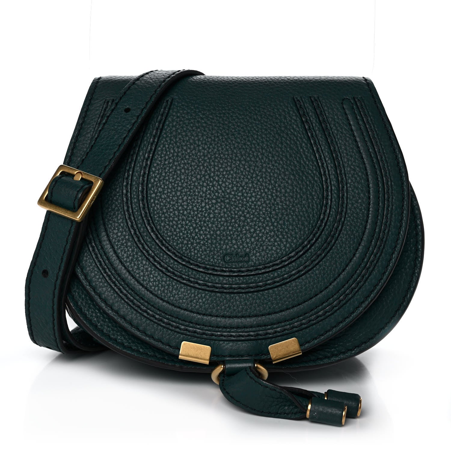 Chloe Calfskin Mini Marcie Round Crossbody Bag Teal 1 of 12