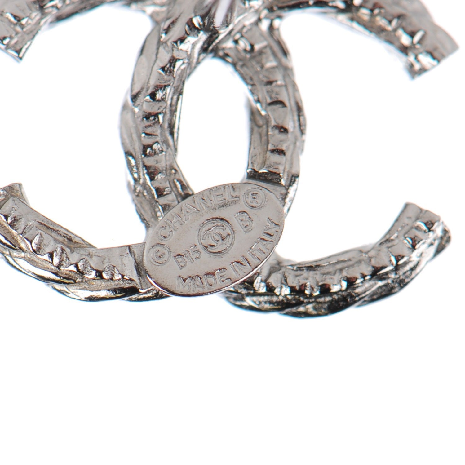 Chanel Braided CC Earrings Silver 5 of 5