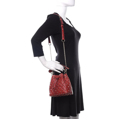 Valentino Garavani Nappa Small Rockstud Spike Bucket Bag Rosso Valentino 2 of 9