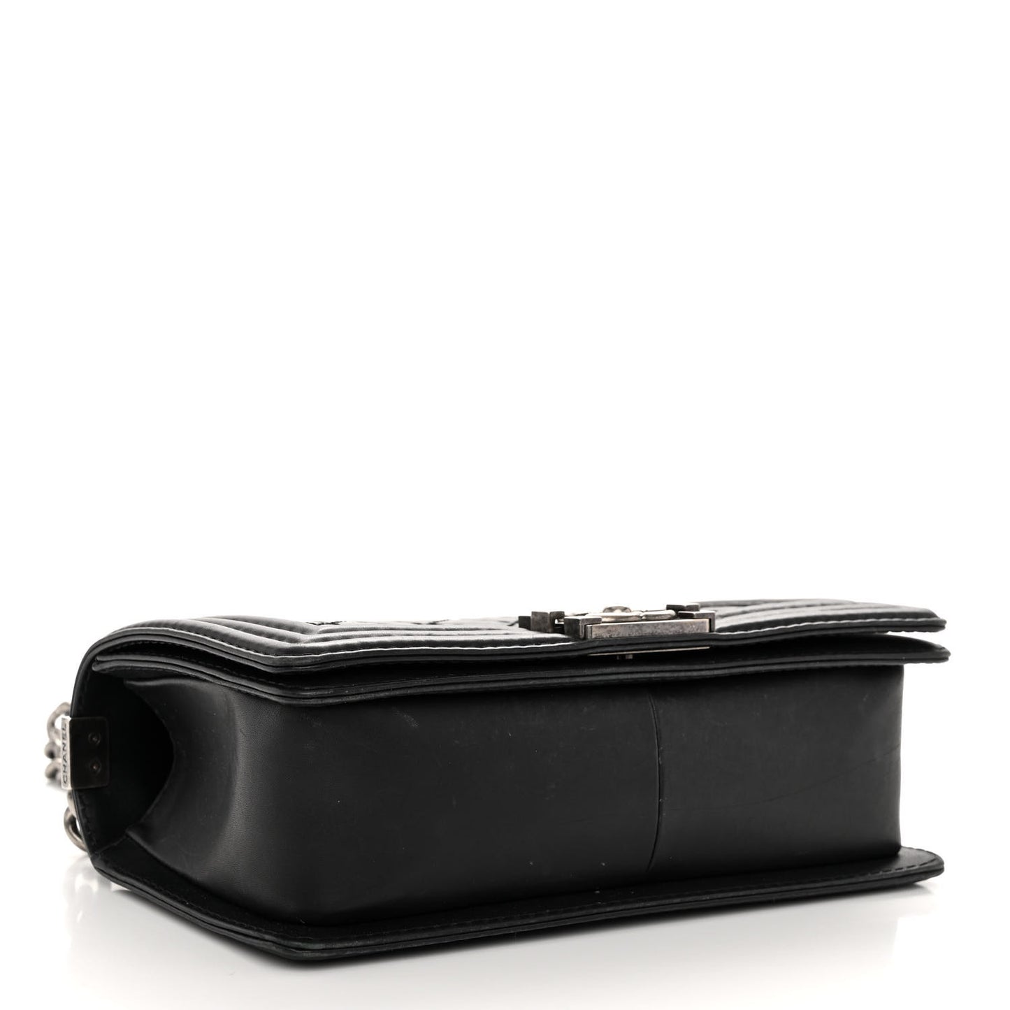 Calfskin Stitched Medium Boy Flap Black