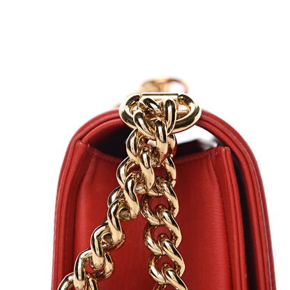Chanel Lambskin Embossed Medium Boy Cube Flap Red 19 of 19