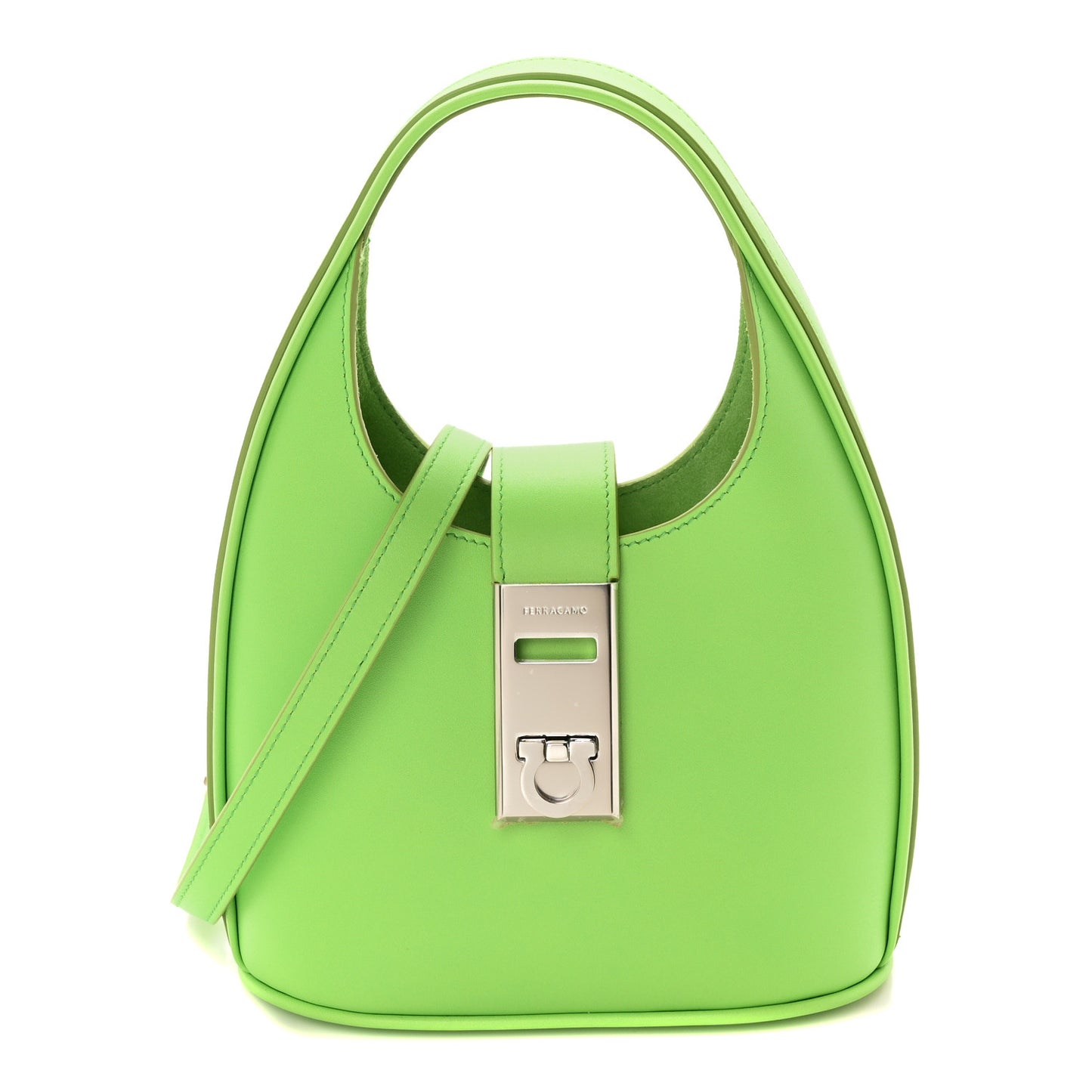 Soft Calfskin Mini Gancini Hobo Lime