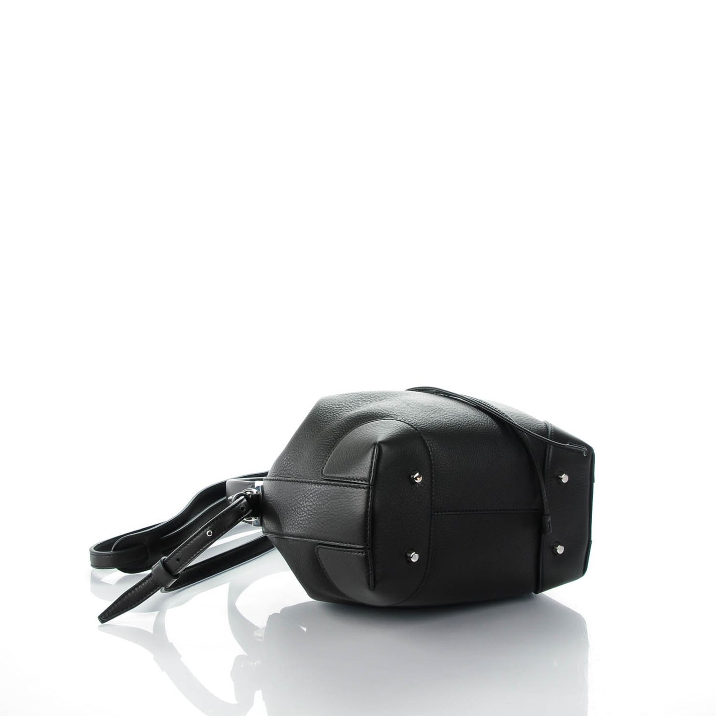 Calfskin Small Lucrezia Drawstring Bucket Bag Black