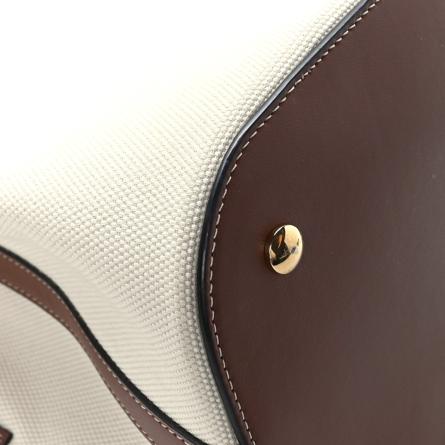 Canvas Cotton Small Peggy Bucket Bag Natural Gold