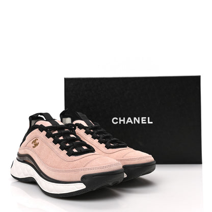 Chanel Suede Calfskin Nylon Grosgrain CC Sneakers 39 Light Pink 8 of 8