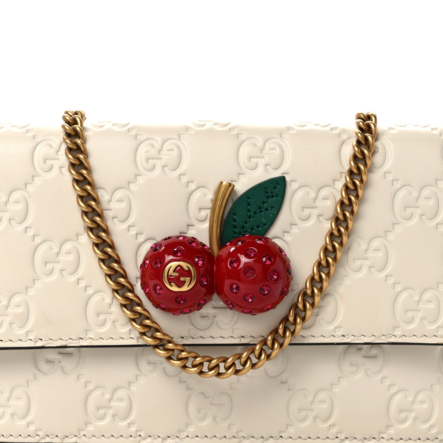Guccissima Mini Cherry Chain Bag White