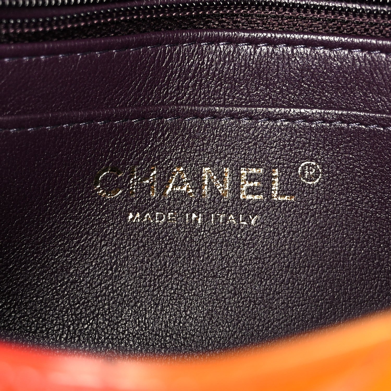 Chanel Shaded Patent Calfskin Quilted Mini Rectangular Flap Red Yellow Dark Purple 5 of 10