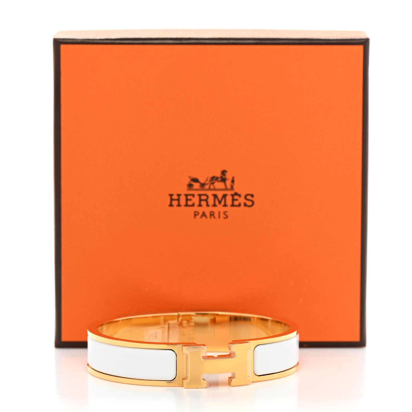 Enamel Narrow Clic Clac H Bracelet PM White