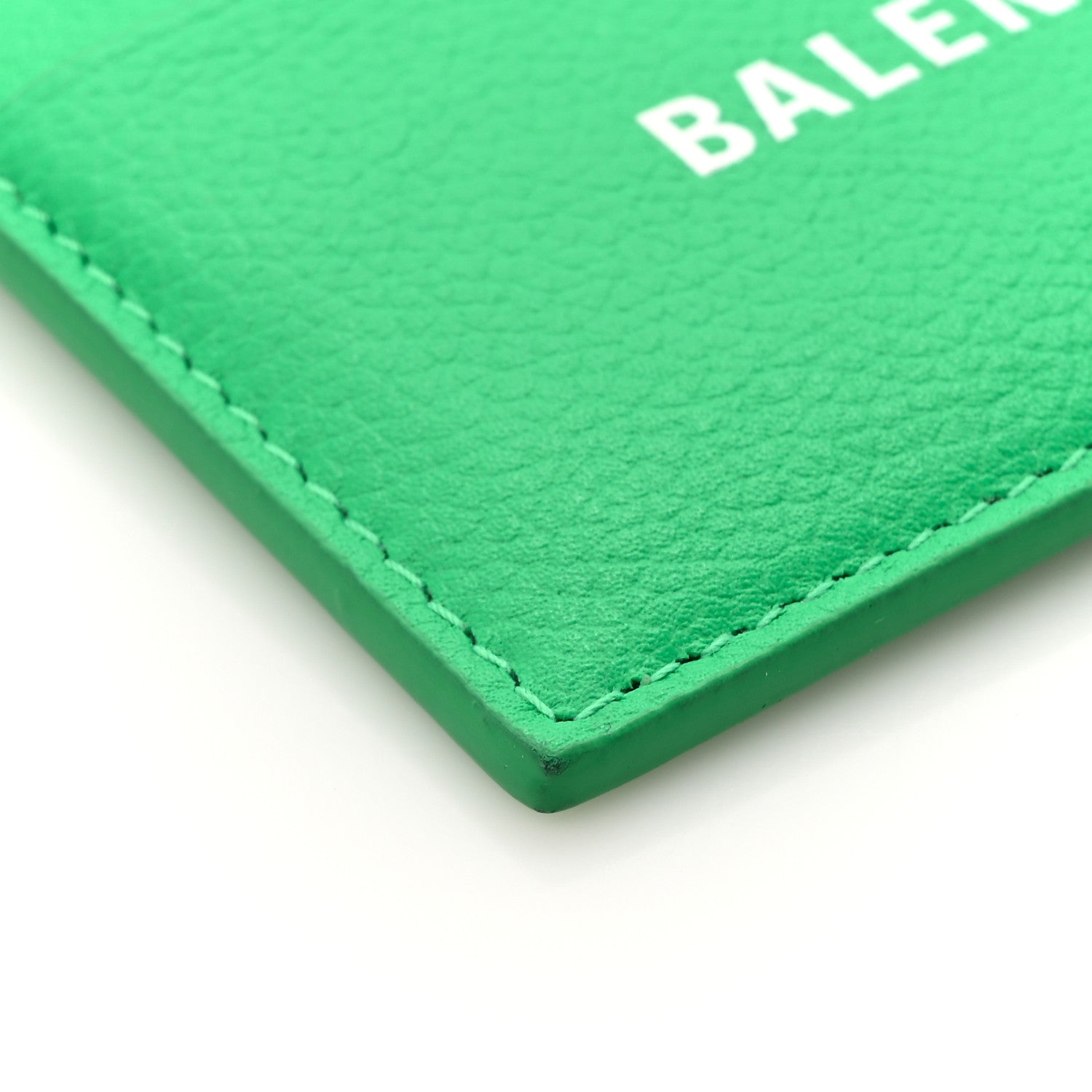 Balenciaga Grained Calfskin Logo Cash Card Holder Green White 8 of 10